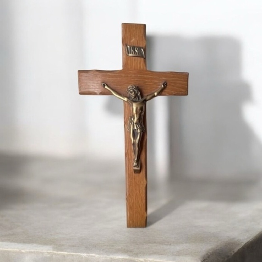 Crucifix Wall Cross, Handmade Catholic Wooden Cross with Jesus Christ for Wall